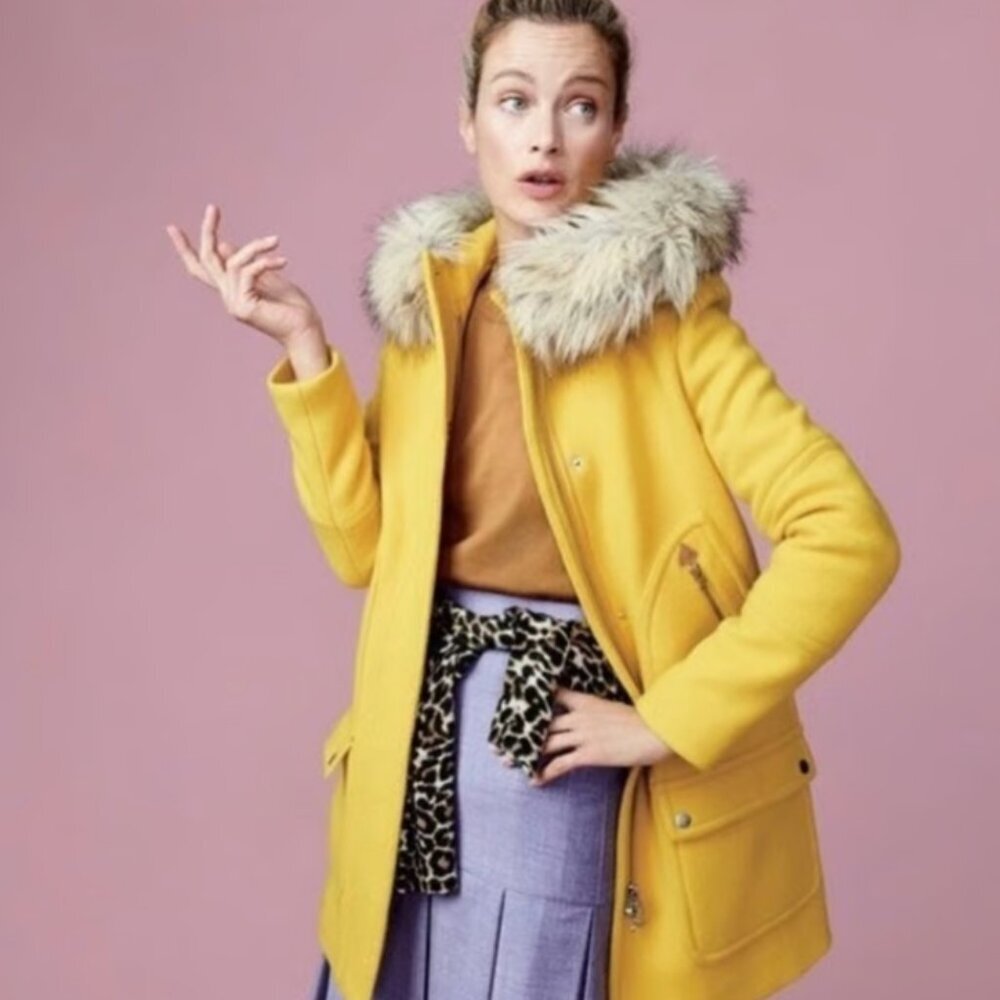 JCrew $365 Chateau Parka in Italian Stadium-Cloth Wool 2 Light Mustard J5488